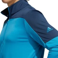 Adidas Men's Lightweight UV Quarter-Zip Sweatshirt - Sonic Aqua -golf adidas mens lightweight uv quarter zip sweatshirt sonic aqua 126267 c 4