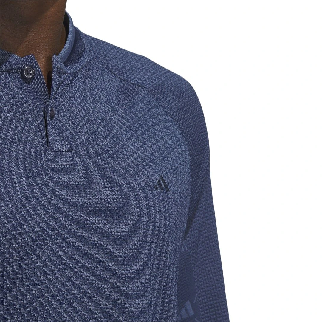 Adidas Men's Ultimate365 Tour PRIMEKNIT Long Sleeve Polo 2023 - Navy 6 Adidas Men's Ultimate365 Tour PRIMEKNIT Long Sleeve Polo 2023 - Navy - Image 4