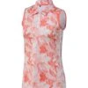 Adidas Womens 2023 Floral Sleeveless Polo - Coral -golf adidas womens 2023 floral sleeveless polo coral 136879 c 1