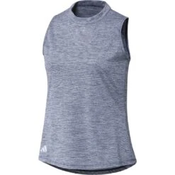 golf 30 Adidas Women's 2023 Heathered Essentials Mock Golf Shirt - Navy