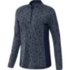 Adidas Women's 2023 Ultimate365 Printed 1/4 Zip Golf Mock Pullover - Navy -golf adidas womens 2023 ultimate365 printed 14 zip golf mock pullover navy 137495 c 1