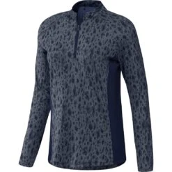 Adidas Women's 2023 Ultimate365 Printed 1/4 Zip Golf Mock Pullover - Navy