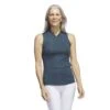 Adidas Women's Embossed Sleeveless Polo 2023 - Arctic Night -golf adidas womens embossed sleeveless polo 2023 arctic night 144937 c 1