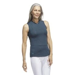 Adidas Women's Embossed Sleeveless Polo 2023 - Arctic Night -golf adidas womens embossed sleeveless polo 2023 arctic night 144937 c 3