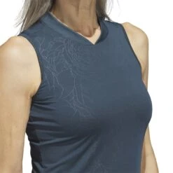 Adidas Women's Embossed Sleeveless Polo 2023 - Arctic Night -golf adidas womens embossed sleeveless polo 2023 arctic night 144937 c 4