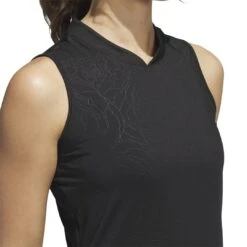 Adidas Women's Embossed Sleeveless Polo 2023 - Black -golf adidas womens embossed sleeveless polo 2023 black 145045 c 3