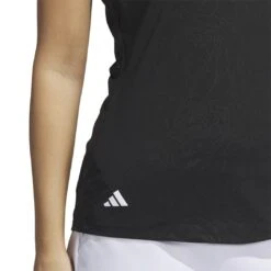 Adidas Women's Embossed Sleeveless Polo 2023 - Black -golf adidas womens embossed sleeveless polo 2023 black 145045 c 4