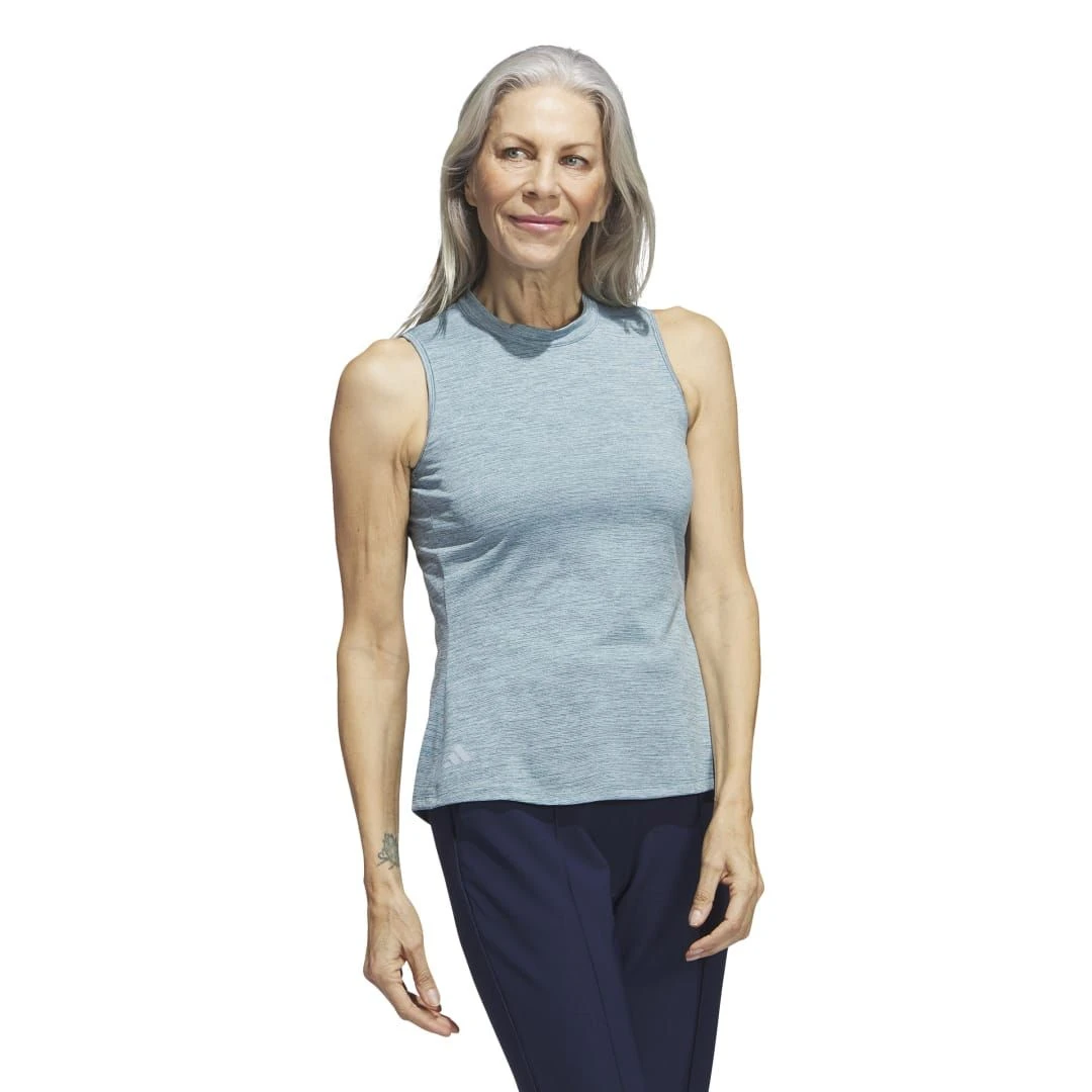 Adidas Women's Essentials Heathered Mock-Neck Sleeveless Polo 2023 - Arctic Fusion 3 Adidas Women's Essentials Heathered Mock-Neck Sleeveless Polo 2023 - Arctic Fusion