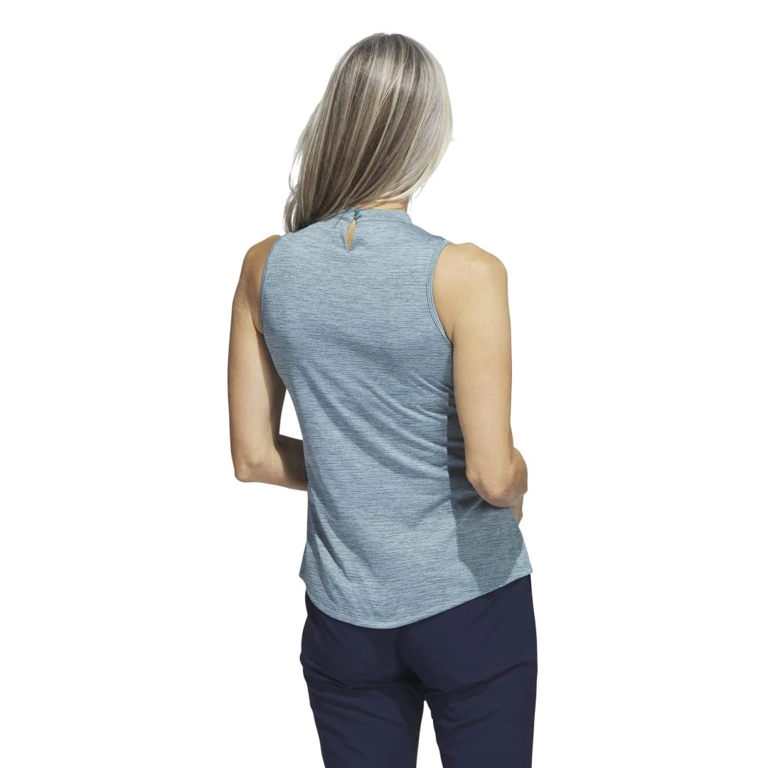 Adidas Women's Essentials Heathered Mock-Neck Sleeveless Polo 2023 - Arctic Fusion 4 Adidas Women's Essentials Heathered Mock-Neck Sleeveless Polo 2023 - Arctic Fusion - Image 2