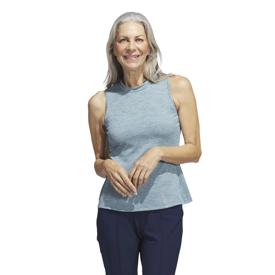 Adidas Women's Essentials Heathered Mock-Neck Sleeveless Polo 2023 - Arctic Fusion 5 Adidas Women's Essentials Heathered Mock-Neck Sleeveless Polo 2023 - Arctic Fusion - Image 3