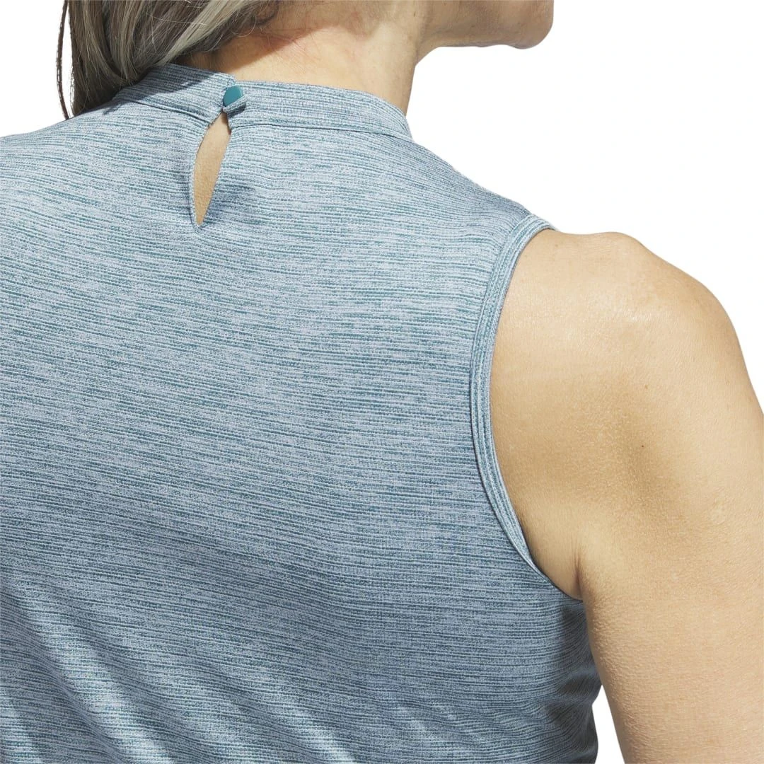 Adidas Women's Essentials Heathered Mock-Neck Sleeveless Polo 2023 - Arctic Fusion 6 Adidas Women's Essentials Heathered Mock-Neck Sleeveless Polo 2023 - Arctic Fusion - Image 4