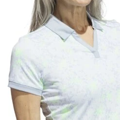 Adidas Women's Jacquard Polo 2023 - White/Wonder Blue -golf adidas womens jacquard polo 2023 whitewonder blue 144921 c 4