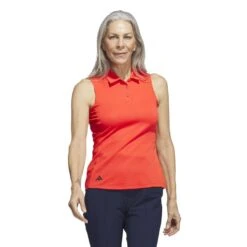 Adidas Women's Texture Sleeveless Golf Polo 2023 - Bright Red