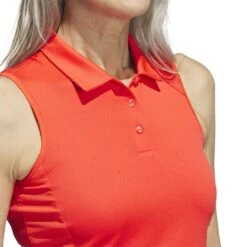 Adidas Women's Texture Sleeveless Golf Polo 2023 - Bright Red -golf adidas womens texture sleeveless golf polo 2023 bright red 145053 c 3