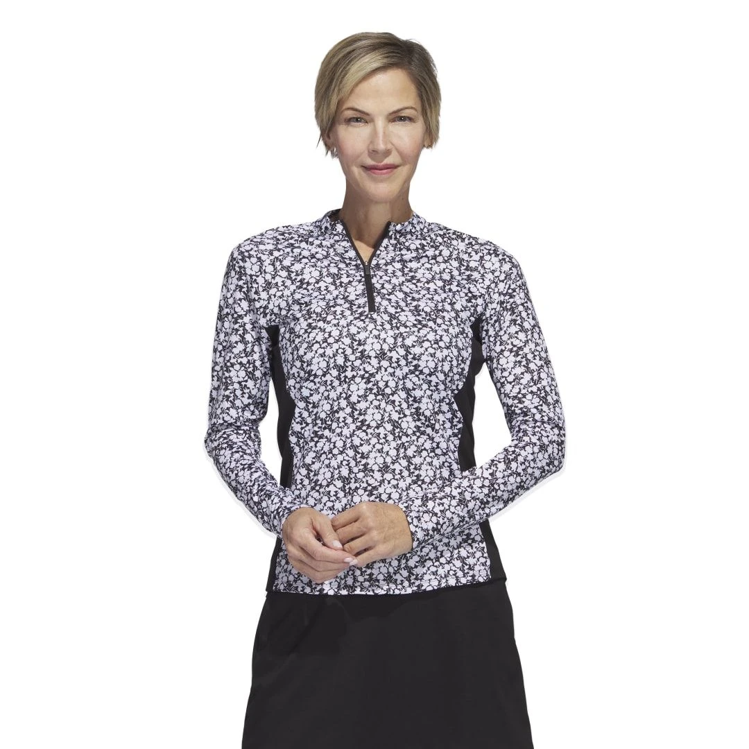 Adidas Women's Ultimate365 Printed 1/4-Zip Mock-Neck Pullover 2023 - Black 3 Adidas Women's Ultimate365 Printed 1/4-Zip Mock-Neck Pullover 2023 - Black