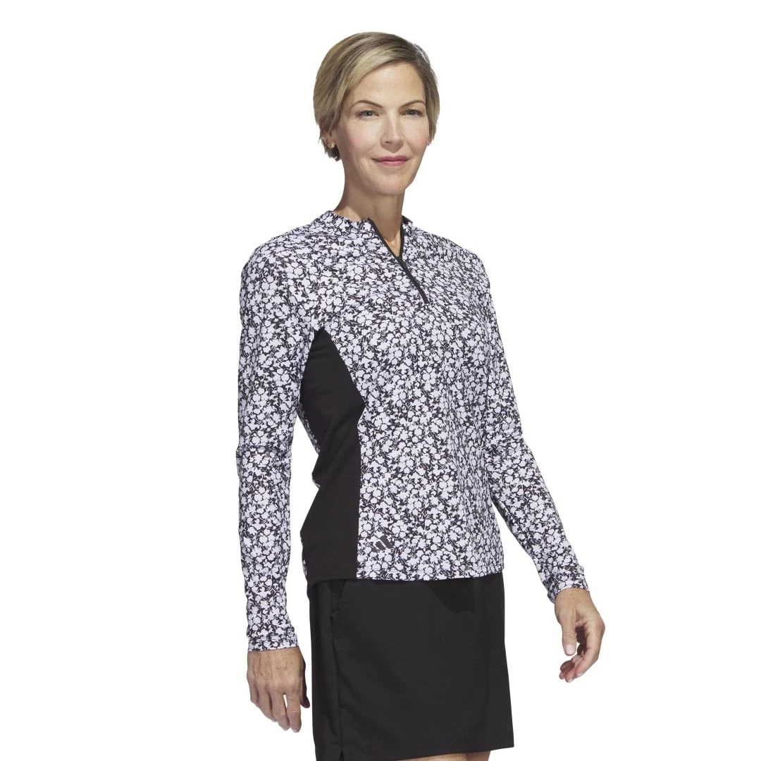 Adidas Women's Ultimate365 Printed 1/4-Zip Mock-Neck Pullover 2023 - Black 5 Adidas Women's Ultimate365 Printed 1/4-Zip Mock-Neck Pullover 2023 - Black - Image 3