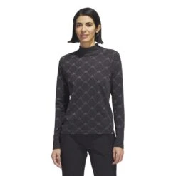 Adidas Women's Ultimate365 Tour Monogram Mock Neck Long-Sleeve Top 2023 - Black