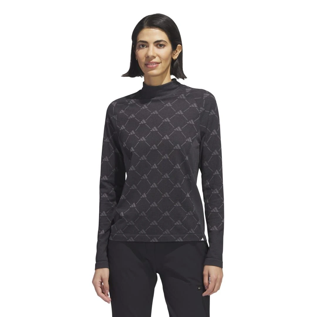 Adidas Women's Ultimate365 Tour Monogram Mock Neck Long-Sleeve Top 2023 - Black 3 Adidas Women's Ultimate365 Tour Monogram Mock Neck Long-Sleeve Top 2023 - Black