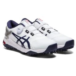 Asics Men's Gel-Course Duo Boa White/Navy Golf Shoes -golf asics gel course duo boa shoe pair