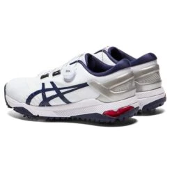 Asics Men's Gel-Course Duo Boa White/Navy Golf Shoes -golf asics gel course duo boa shoe pair back