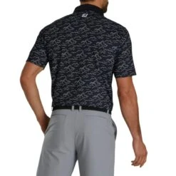 FootJoy Men's Wave Print Polo 23 - Black -golf foo 29163 wave print lisle 2