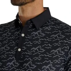 FootJoy Men's Wave Print Polo 23 - Black -golf foo 29163 wave print lisle 3