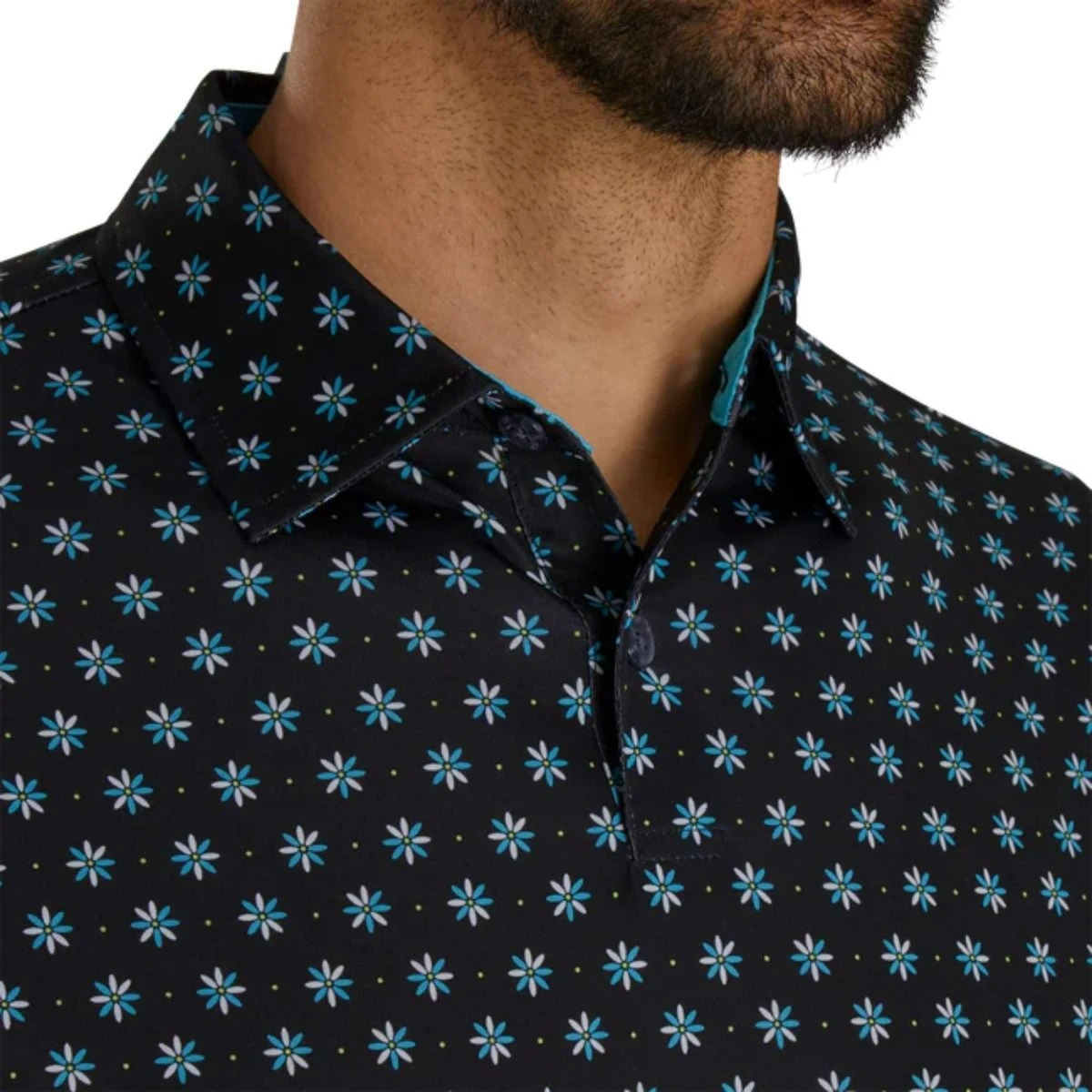 FootJoy Men's Flower Foulard Polo 23 - Black 6 FootJoy Men's Flower Foulard Polo 23 - Black - Image 4