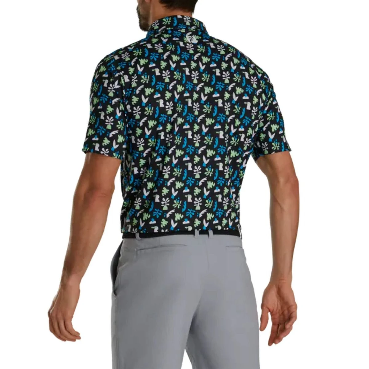 FootJoy Men's Jungle Leaves Polo 23 - Black 5 FootJoy Men's Jungle Leaves Polo 23 - Black - Image 3