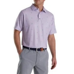 FootJoy Men's Cactus Print Lisle Golf Polo 2023 - Watermelon