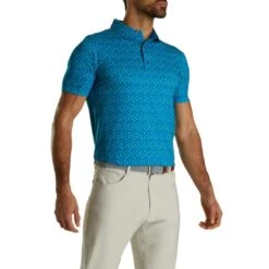 FootJoy Men's Lisle Beach Print Golf Polo 2023 - Royal/Green