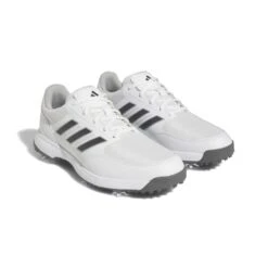 Adidas Mens 2023 Tech Response 3.0 Golf Shoe - White/Silver -golf gv6888 6 footwear photography front lateral top view white