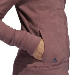 Adidas Women's 2022 Polar Fleece Jacket - Quiet Crimson -golf hg6984 8 apparel on model detail view 1 white