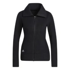 Adidas Women's Polar Fleece Jacket 2023 - Black -golf hg6990 1 apparel photography front view white