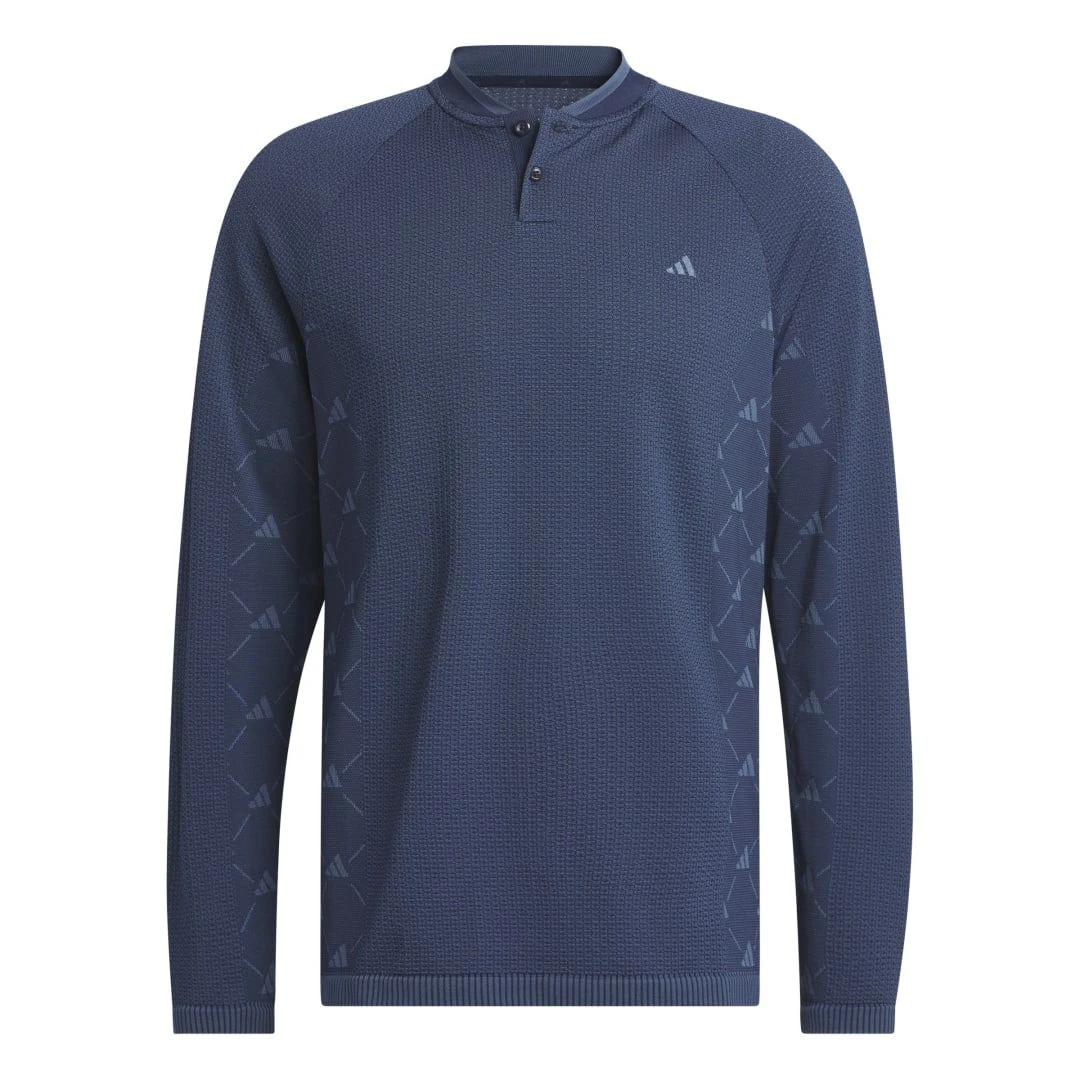 Adidas Men's Ultimate365 Tour PRIMEKNIT Long Sleeve Polo 2023 - Navy 8 Adidas Men's Ultimate365 Tour PRIMEKNIT Long Sleeve Polo 2023 - Navy - Image 6
