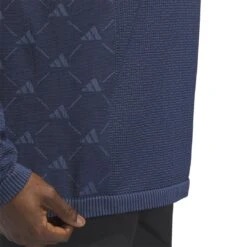 Adidas Men's Ultimate365 Tour PRIMEKNIT Long Sleeve Polo 2023 - Navy 12 Adidas Men's Ultimate365 Tour PRIMEKNIT Long Sleeve Polo 2023 - Navy -golf hy1792 8 apparel on model detail view 2 white