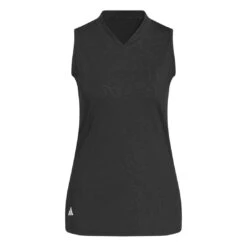 Adidas Women's Embossed Sleeveless Polo 2023 - Black -golf hy7191 1 apparel photography front view white