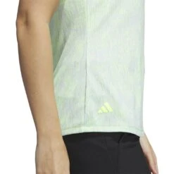 Adidas Women's Essentials Sleeveless Polo 2023 - Lucid Lemon -golf hy7193 8 apparel on model detail view 2 white