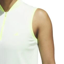 Adidas Women's Ultimate365 Tour PRIMEKNIT Sleeveless Polo 2023 - White 13 Adidas Women's Ultimate365 Tour PRIMEKNIT Sleeveless Polo 2023 - White -golf hy7207 8 apparel on model detail view 1 white