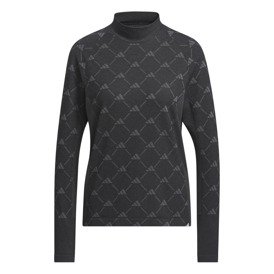 Adidas Women's Ultimate365 Tour Monogram Mock Neck Long-Sleeve Top 2023 - Black 8 Adidas Women's Ultimate365 Tour Monogram Mock Neck Long-Sleeve Top 2023 - Black - Image 6