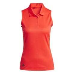 Adidas Women's Texture Sleeveless Golf Polo 2023 - Bright Red -golf ia3494 1 apparel photography front view white