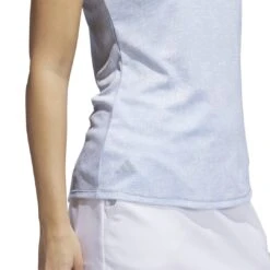 Adidas Women's Essentials Sleeveless Polo 2023 - Wonder Blue -golf ib2078 7 apparel on model detail view 1 white