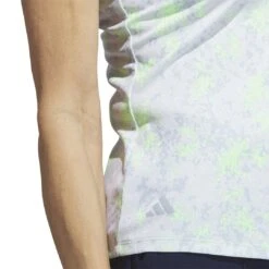 Adidas Women's Jacquard Polo 2023 - White/Wonder Blue -golf ib2081 8 apparel on model detail view 2 white