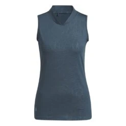 Adidas Women's Embossed Sleeveless Polo 2023 - Arctic Night -golf ib2082 1 apparel photography front view white