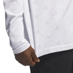 Adidas Men's Ultimate365 Tour PRIMEKNIT Long Sleeve Pullover 2023 - Grey -golf il9637 8 apparel on model detail view 2 white