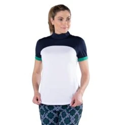 Jofit Women's Short Sleeve Color Block Mock Polo