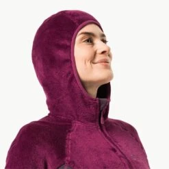 Jack Wolfskin Women's Rotwand Hooded Fleece Jacket -golf jws rotwand hooded fleece berry 4