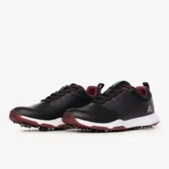 TravisMathew Men's The Ringer Spiked Golf Shoe - Black/ Ruby Wine -golf tra 4mr215 0brw the ringer 4